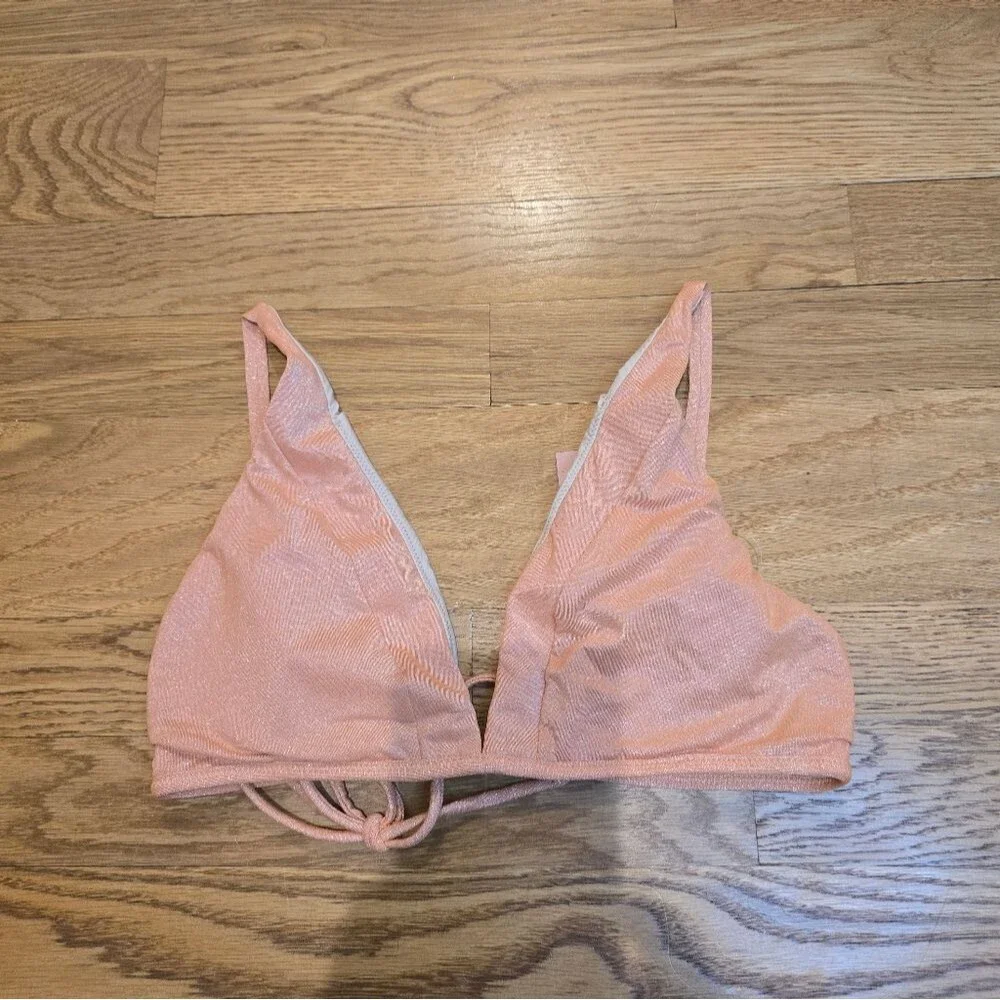 NWOT PQ Swim Skylar Halter Bikini Top In Orange Citrine Sz D